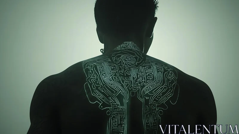 Futuristic Glowing Tattoo on Back AI Image