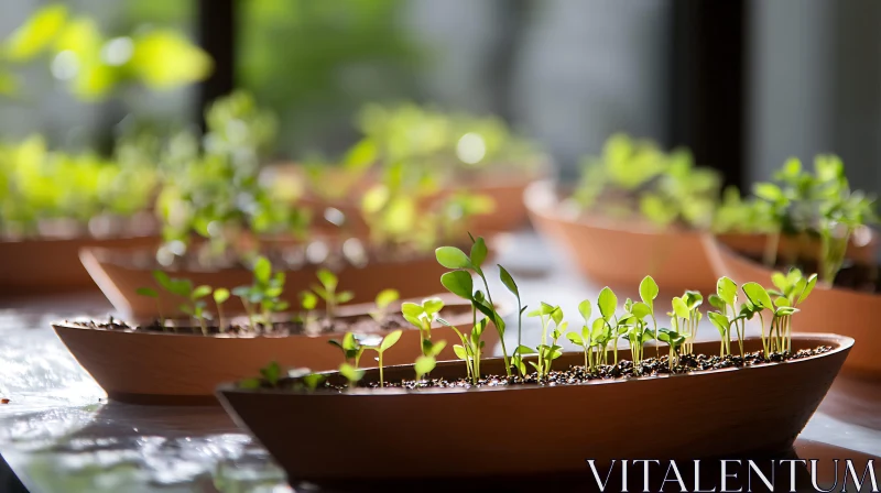 Seedlings in Pots: A Garden's Gentle Start AI Image