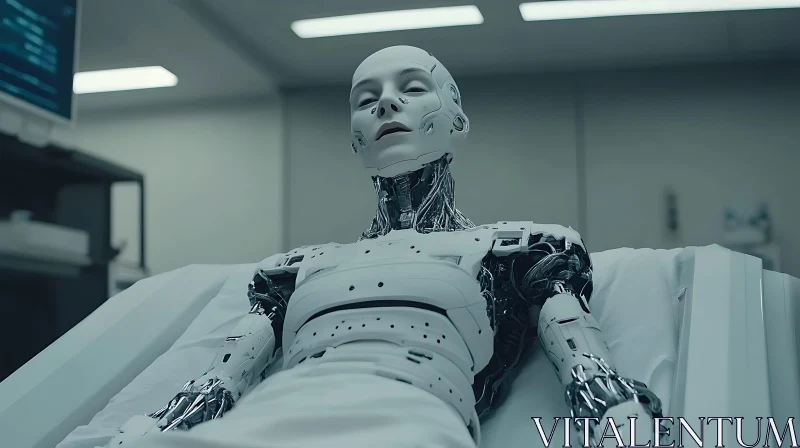 Humanoid Cyborg on Surgical Table AI Image