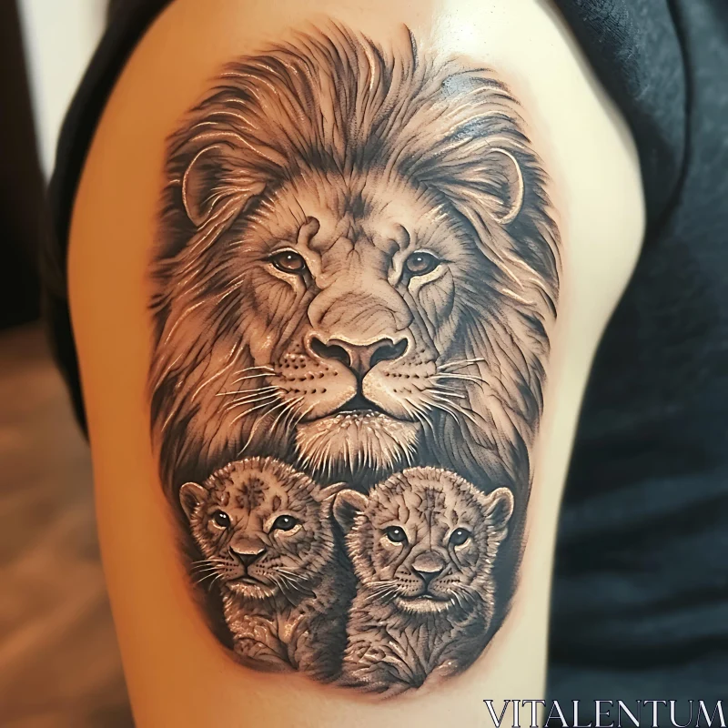 Lion Family Tattoo Design AI Image