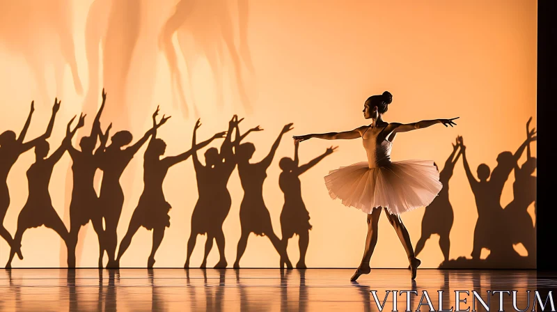 Silhouette of a Ballerina Dancing Gracefully AI Image