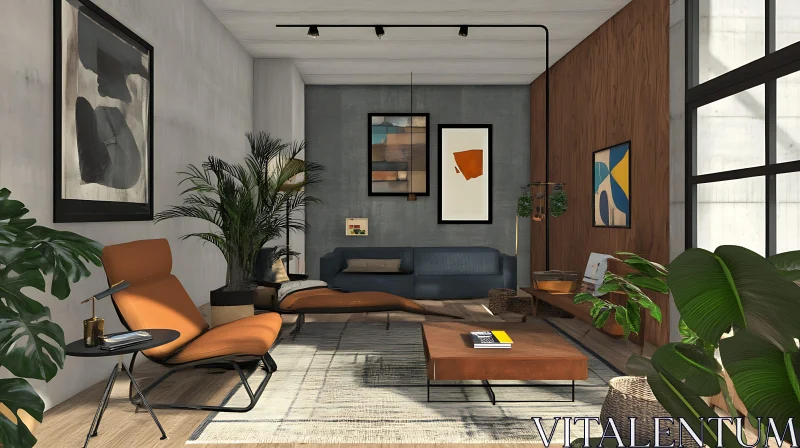 AI ART Contemporary Home Interior with Natural Accents