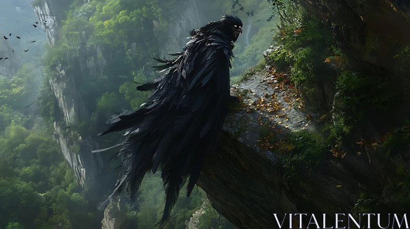 AI ART Dark Raven Character in Nature