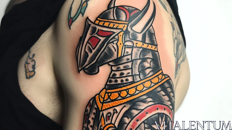 Intricate Colorful Knight Tattoo AI Image