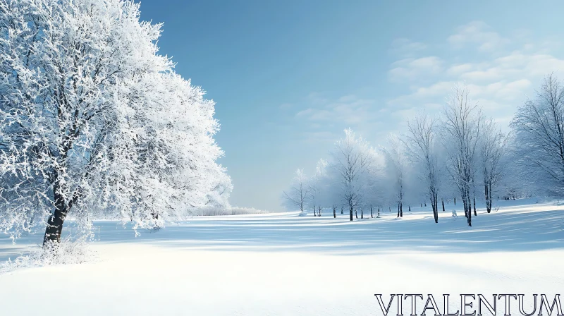 AI ART Frozen Trees in Winter Landscape