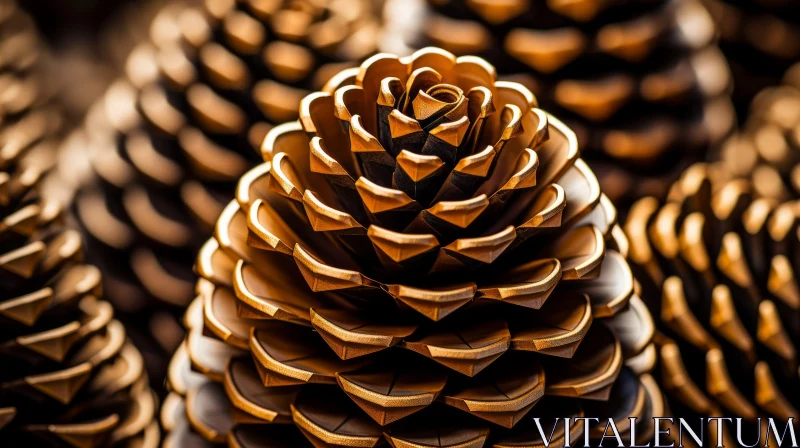 Golden Pine Cones: A Fusion of Nature and Geometry AI Image
