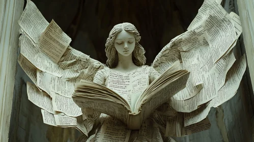 Stone Angel with Paper Wings