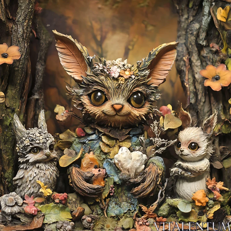 AI ART Whimsical Woodland Animal Assemblage