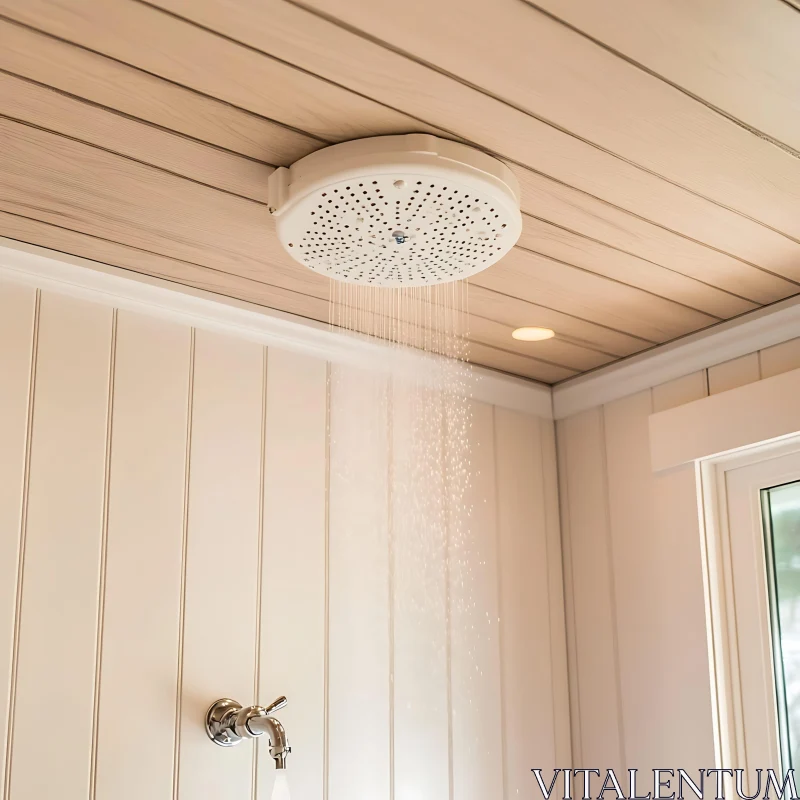 Tranquil Bathroom Shower with Flowing Water AI Image