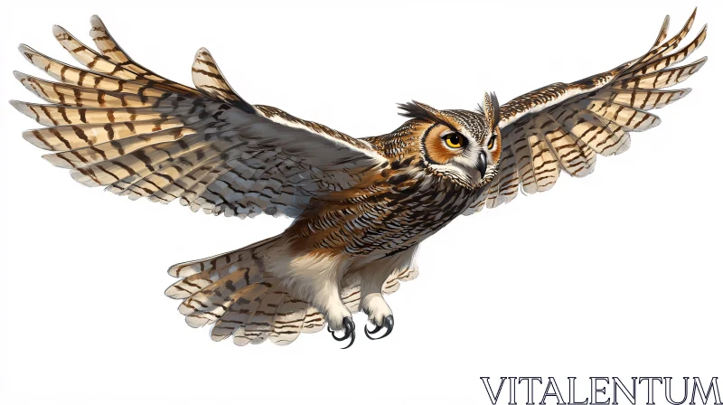 Owl Soaring with Graceful Wings AI Image