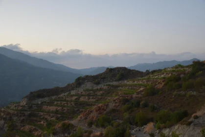 Sunset Over Terraced Landscapes