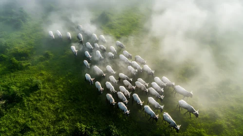 Herd of Cows Grazing