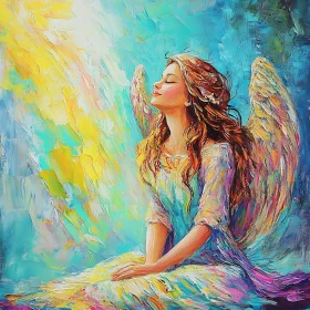 Serene Angel with Wings Art