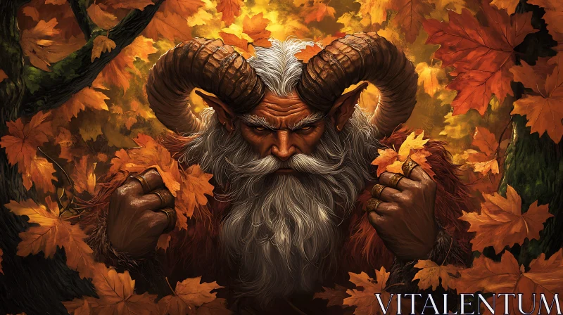 AI ART Horned Creature in Autumnal Splendor