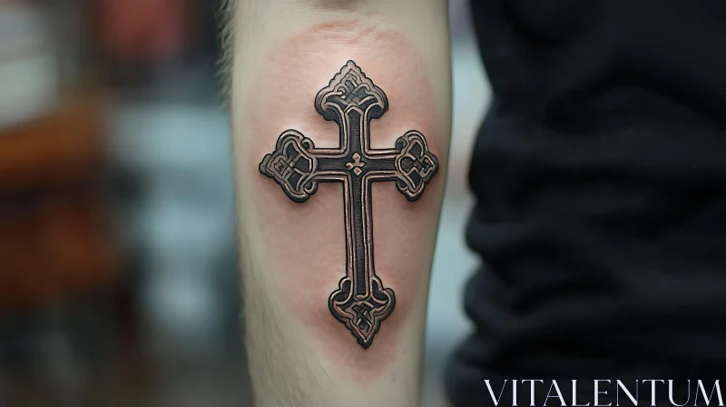 Ornate Cross Tattoo Design AI Image