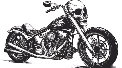 Monochrome Skull Motorcycle Art