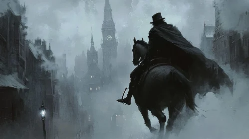 Mysterious Rider in a Spectral City