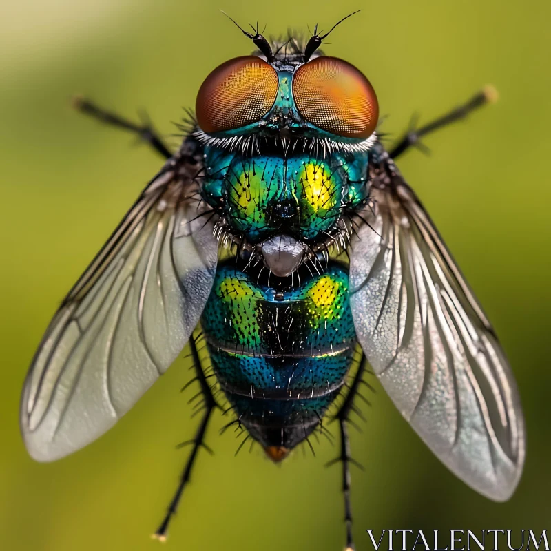 AI ART Close-Up of a Green Bottle Fly