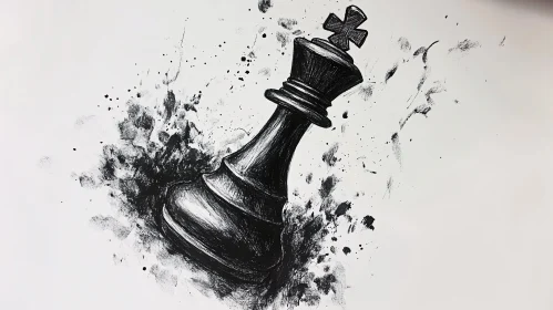 Monochrome Chess King Piece Illustration