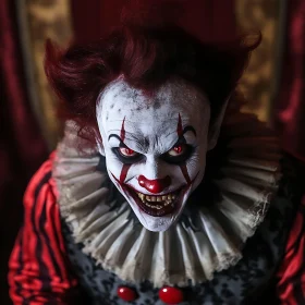 Menacing Clown with Red Eyes