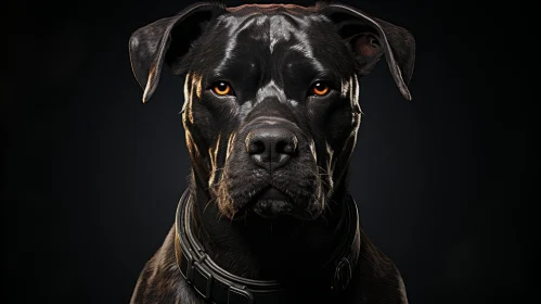 Black Dog with Orange Eyes - A Captivating Photorealistic Portraiture