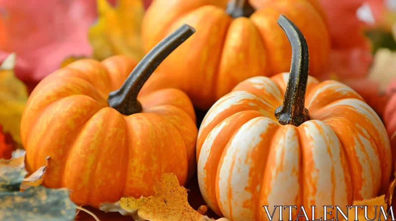 Vibrant Pumpkins with Autumn Foliage AI Image