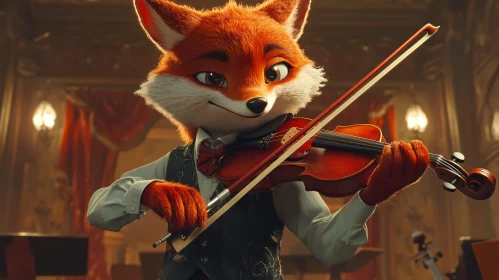 Fox Plays Violin in Concert Hall