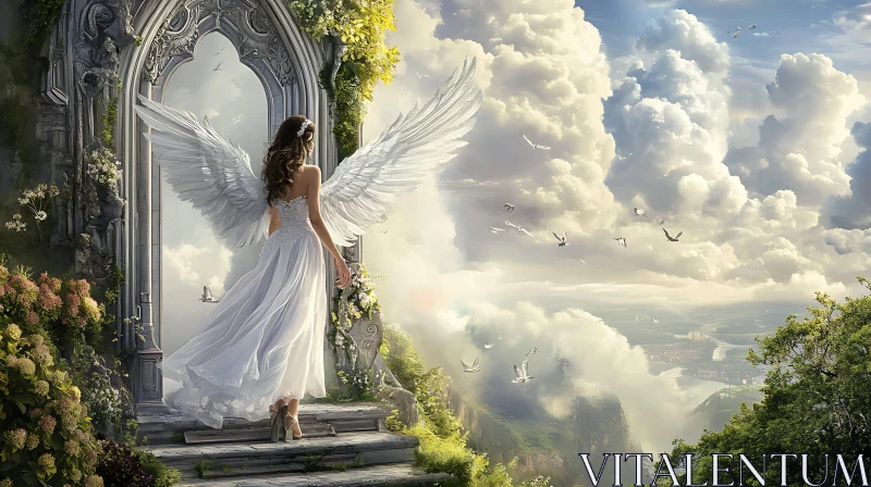 AI ART Ethereal Angel at Heaven's Gate