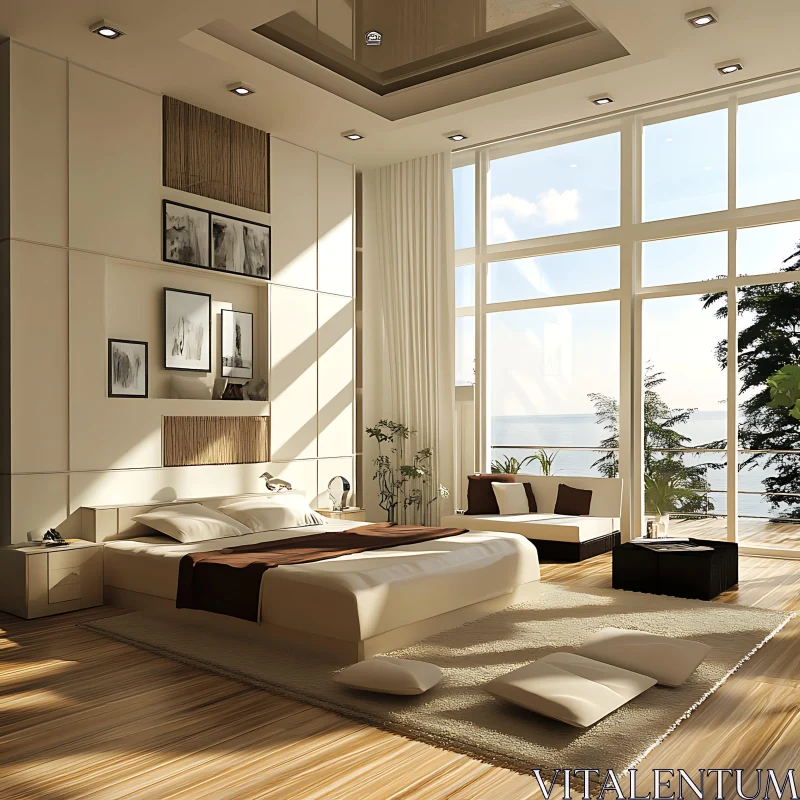 AI ART Minimalist Bedroom Interior Design