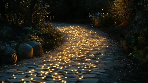 Pathway of golden lights