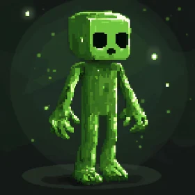 Blocky Green Monster Pixel Design