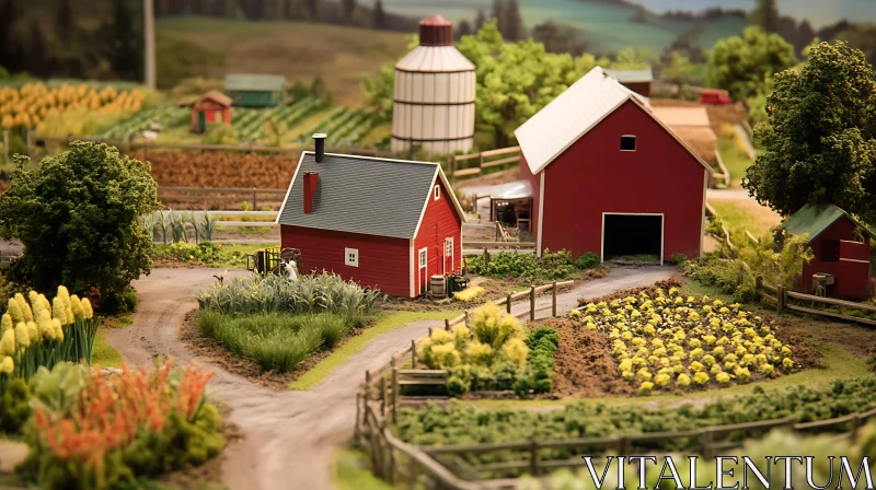 Quaint Rural Miniature Scene AI Image