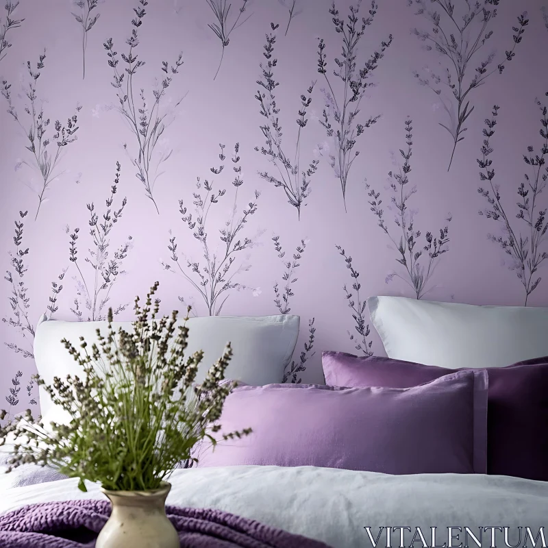 Floral Lavender Bedroom Scene AI Image