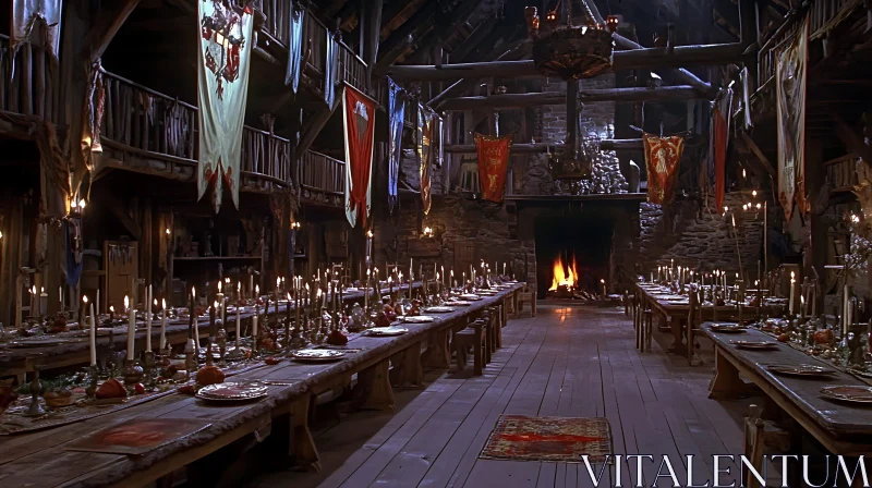 AI ART Candlelit Feast in a Grand Hall