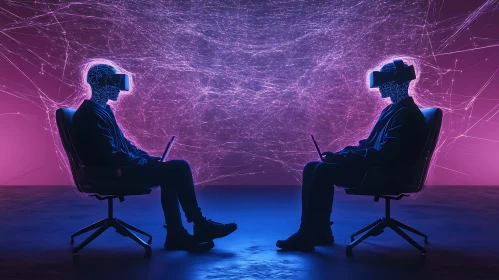 Metaverse Connection: Two Figures in VR