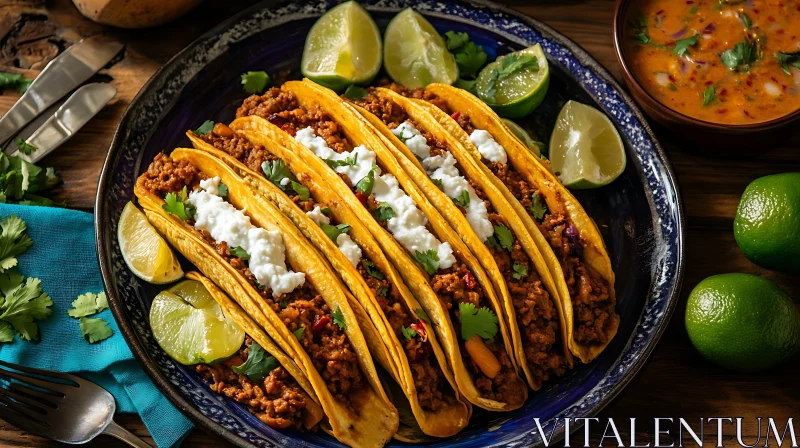 Mouthwatering Tacos with Seasoned Meat AI Image