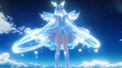 Celestial Anime Character with Wings