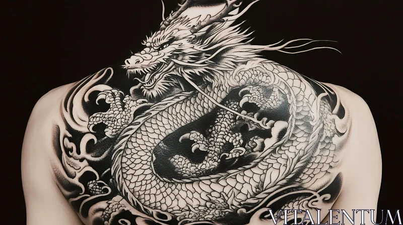 Detailed Dragon Tattoo on Back AI Image