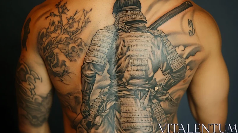 Samurai Back Tattoo Art AI Image