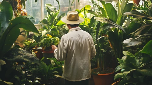 Botanical Greenhouse with Person