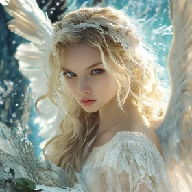 Serene Angelic Woman with Delicate Wings