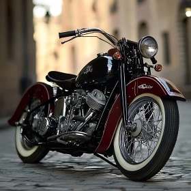 Classic Motorcycle on a City Street
