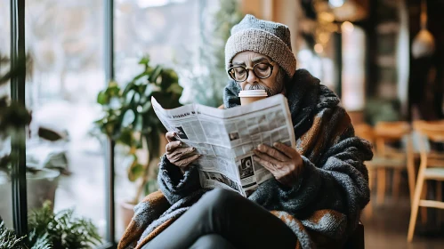 Elderly Man Enjoying Morning News