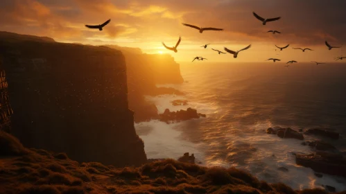 Sunset Cliffs - A Grandeur of Scale in Avian-themed Landscape