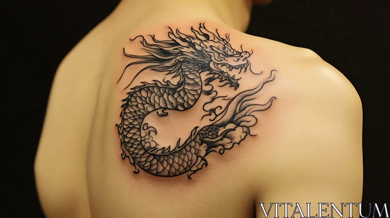 Intricate Dragon Tattoo Design on Skin AI Image