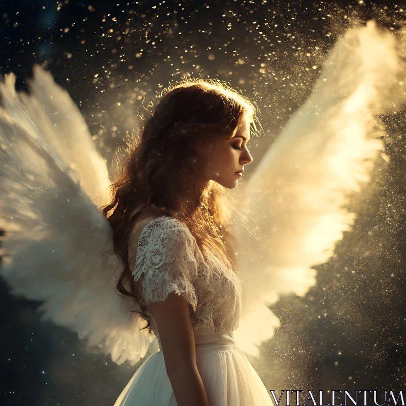 Serene Angel with Wings of Light AI Image