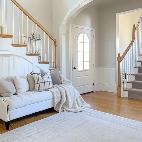 Staircase and Couch in Neutral Tones