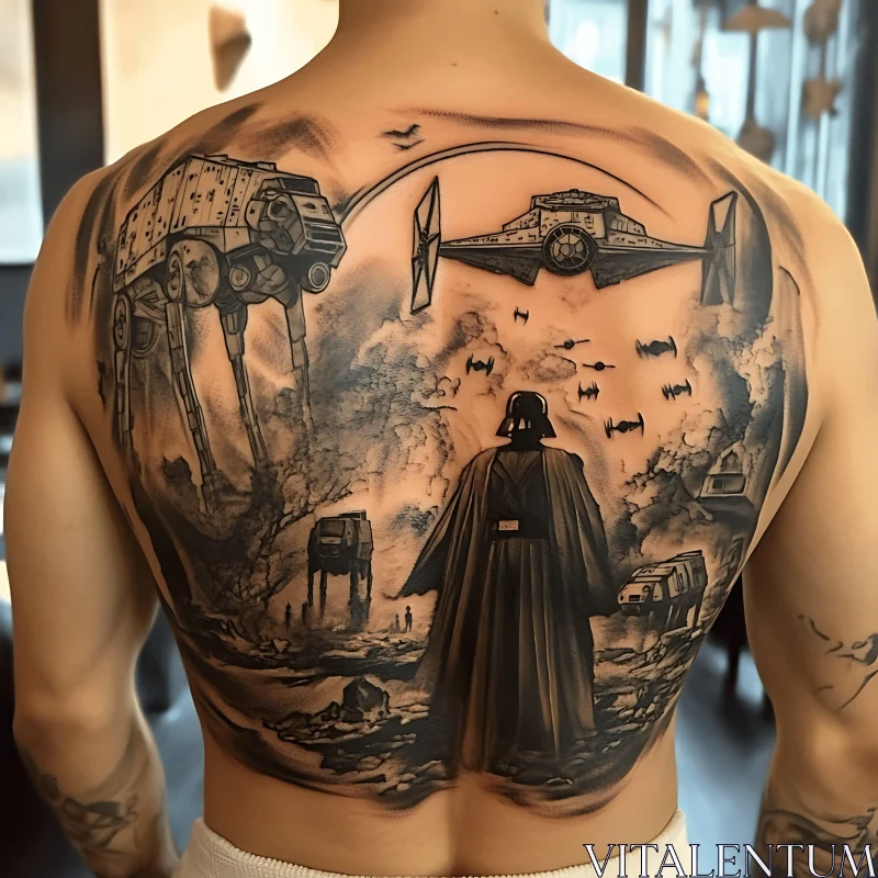 Epic Science Fiction Back Tattoo Art AI Image