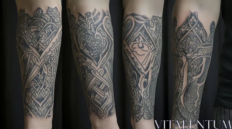 Black Ink Forearm Tattoo Designs AI Image