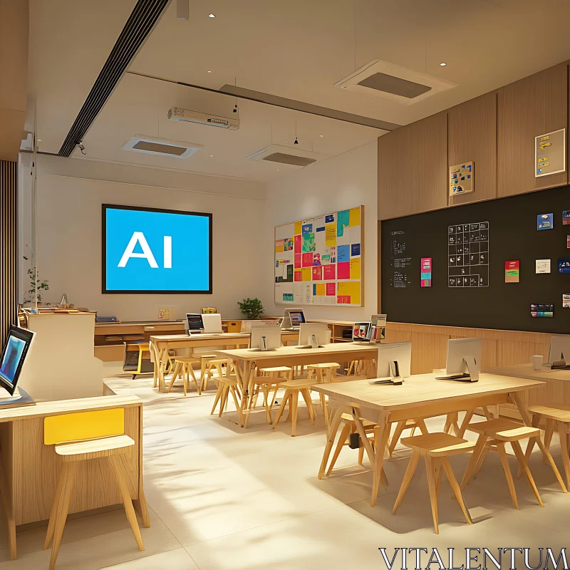 AI ART Bright Classroom with AI Display